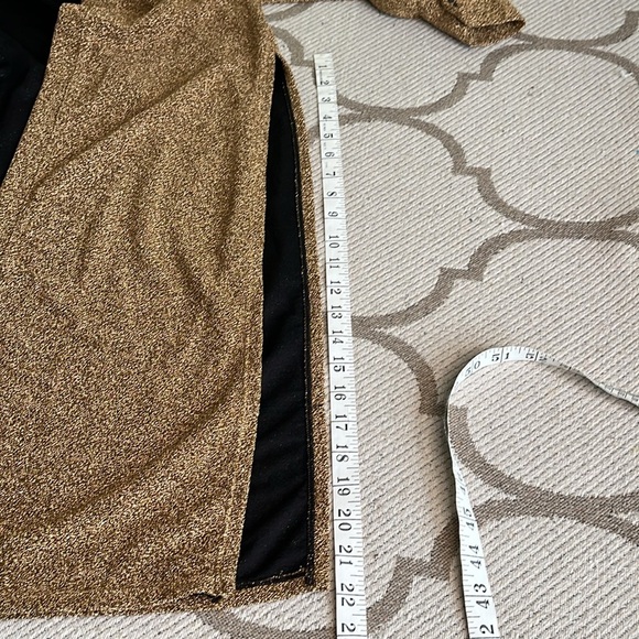 South Beach longline gold side slits open front Metallic Duster Cardigan Sweater - Picture 14 of 15